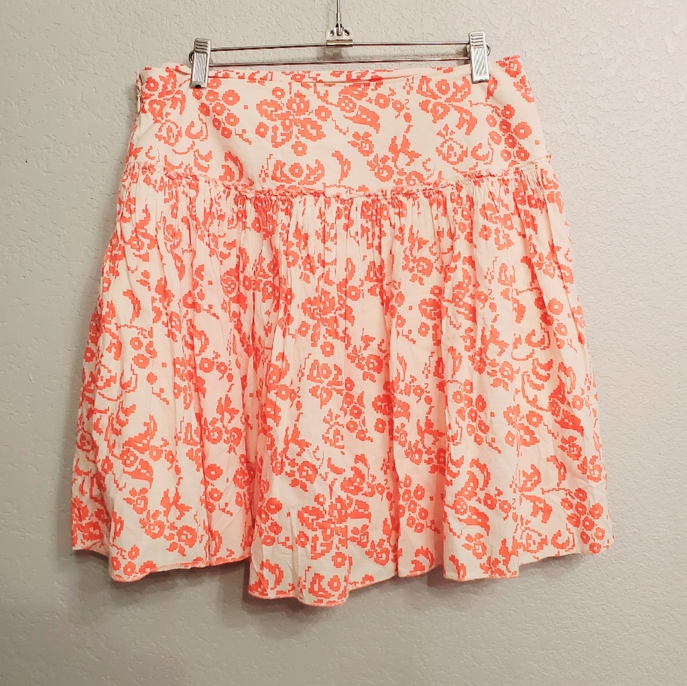 Gap white & orange floral print cotton skirt
